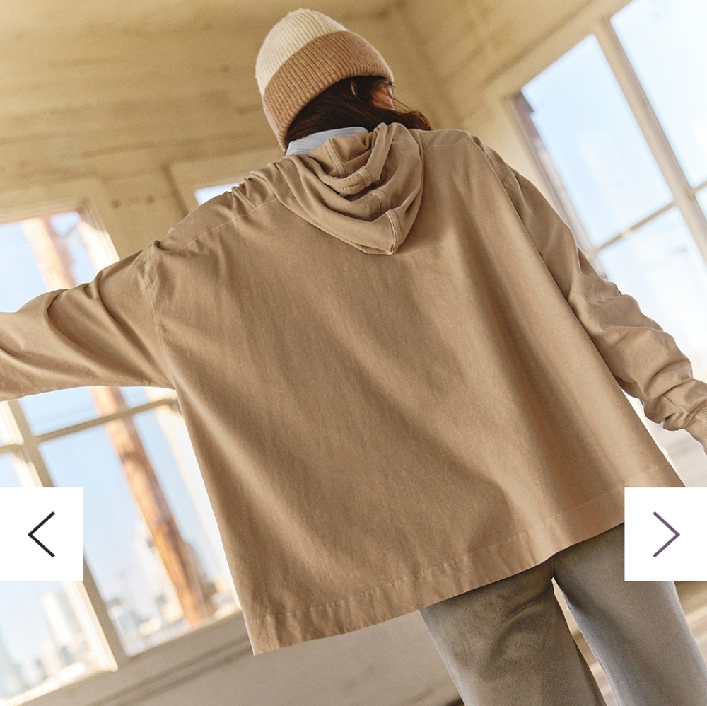 FP Movement by Free People Oversized Tan Pullover with Pocket - Picture 2 of 4